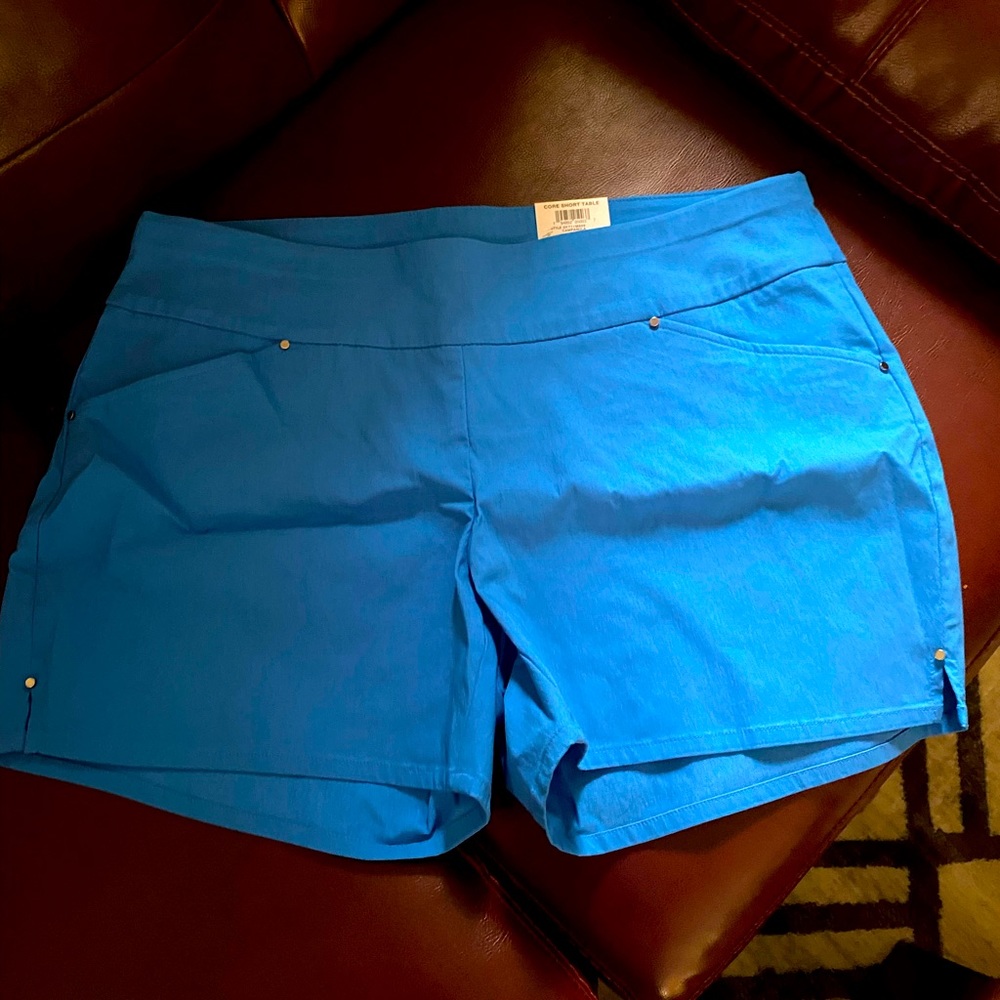NWT INC blue stretchy dress shorts size 14